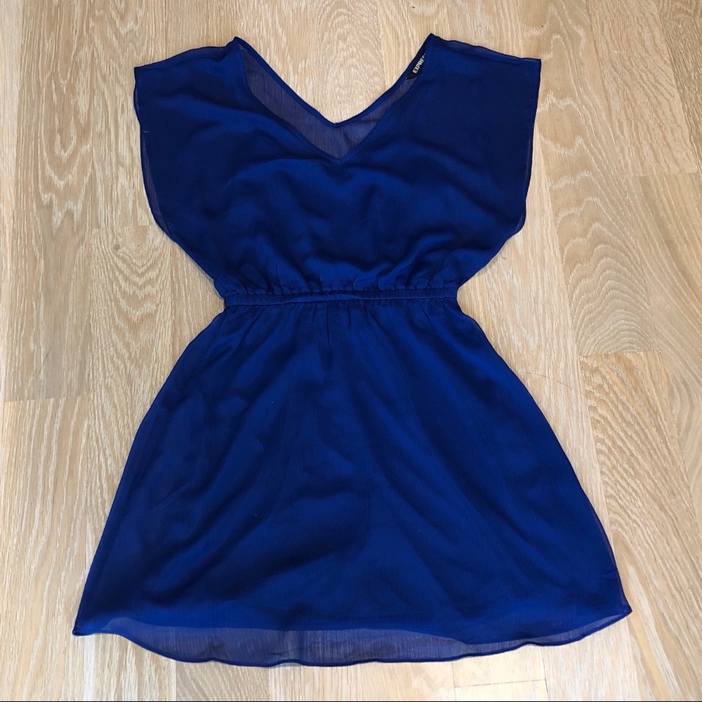 Express Blue Chiffon Mini Dress